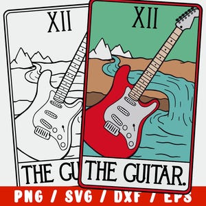 Arquivo de corte SVG de guitarra - Tarot Ukulele Músico Professor de música Guitarrista de rock (decalque de vinil para design de tecido de camisa de caneca de cricut Silhouette Cameo)