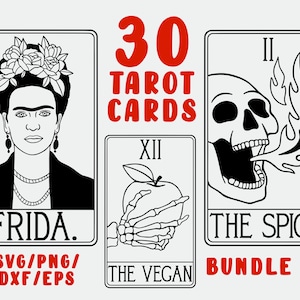 Tarot SVG - 30 Karten Bundle - Lustige Vektor Karten SVG - Druckbare Wahrsagen - Cricut Dateien