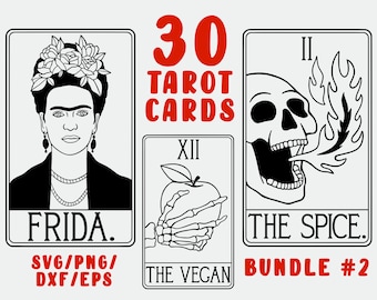 Tarot SVG - 30 Card Bundle - Funny Vector Cards Svgs - Printable Divination - Cricut Files