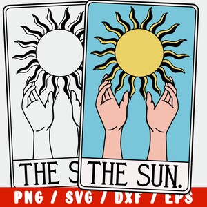 The Sun Tarot SVG PNG - The Sun Card - Mystical Divination Design - New Age Wall Art - Cricut Instant Download