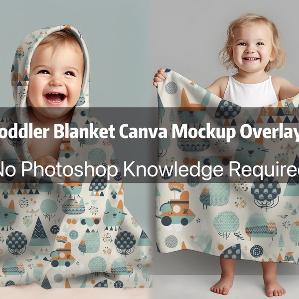 Toddler Blanket Mockup | Baby Blanket Mockup | Child Blanket Mockup | Kids Blanket Mockup | Mockup Overlays | Canva Mockups