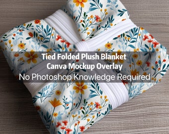Minky Plush Blanket Mockup | Velveteen Plush Mockup | Folded Blanket Mockup | Tied folded blanket Mockup | Canva Blanket Mockups