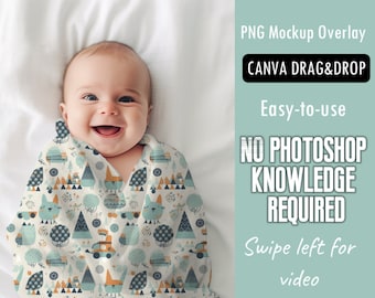 Baby Swaddle Blanket Mockup | Baby Blanket Mockup | Newborn Blanket Mockup | Nursery Wrap Blanket Mockup | Mockup Overlays | Canva Mockups