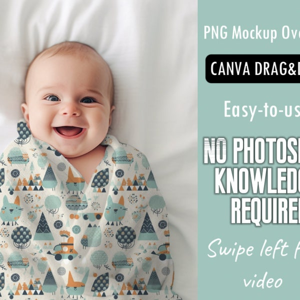 Baby Swaddle Blanket Mockup | Baby Blanket Mockup | Newborn Blanket Mockup | Nursery Wrap Blanket Mockup | Mockup Overlays | Canva Mockups