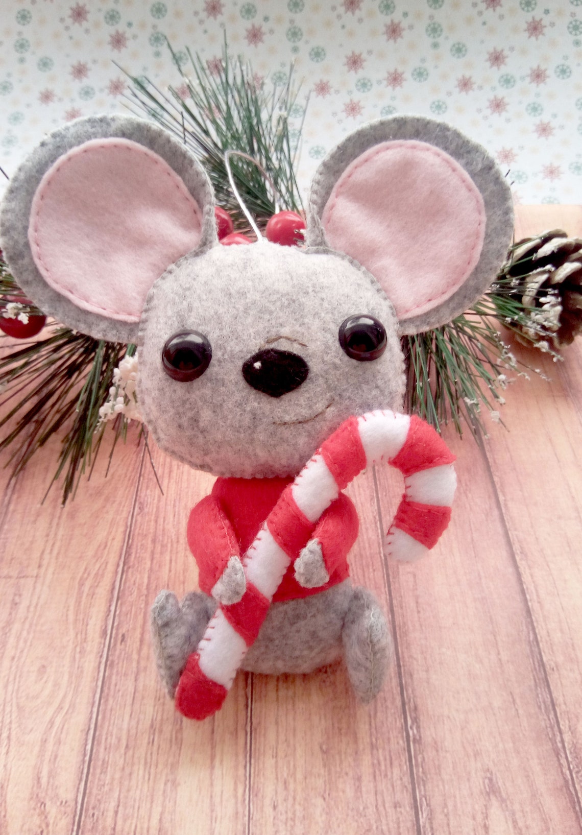 Felt Christmas pattern Christmas mouse diy Felt Mouse Etsy