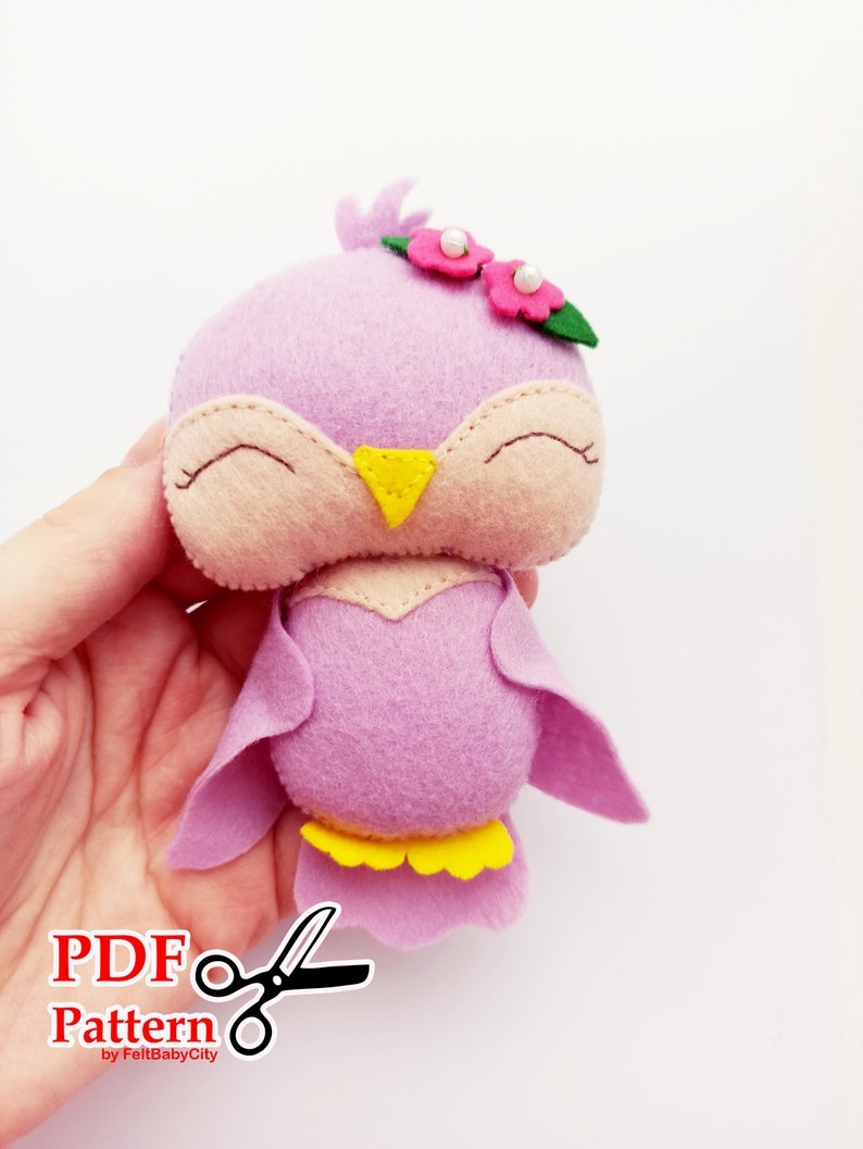 DIY felt pattern Plush sewing pattern PDF Felt pattern Pink bird sewing pattern Woodland pattern Soft toy pattern Stuffed animal pdf