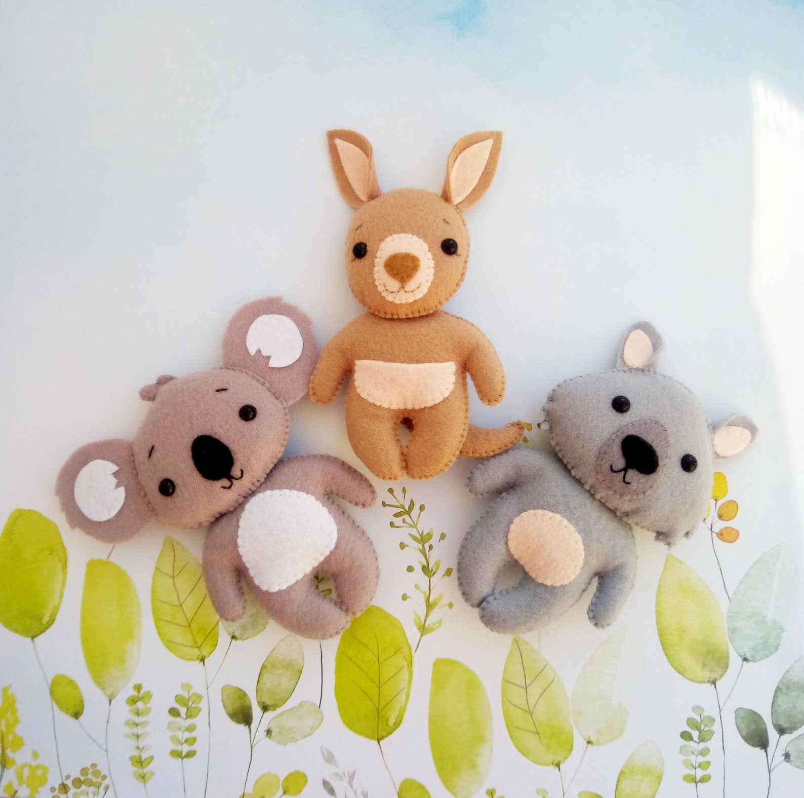 Felt baby kangaroo toy PDF pattern Australian wild animals Etsy