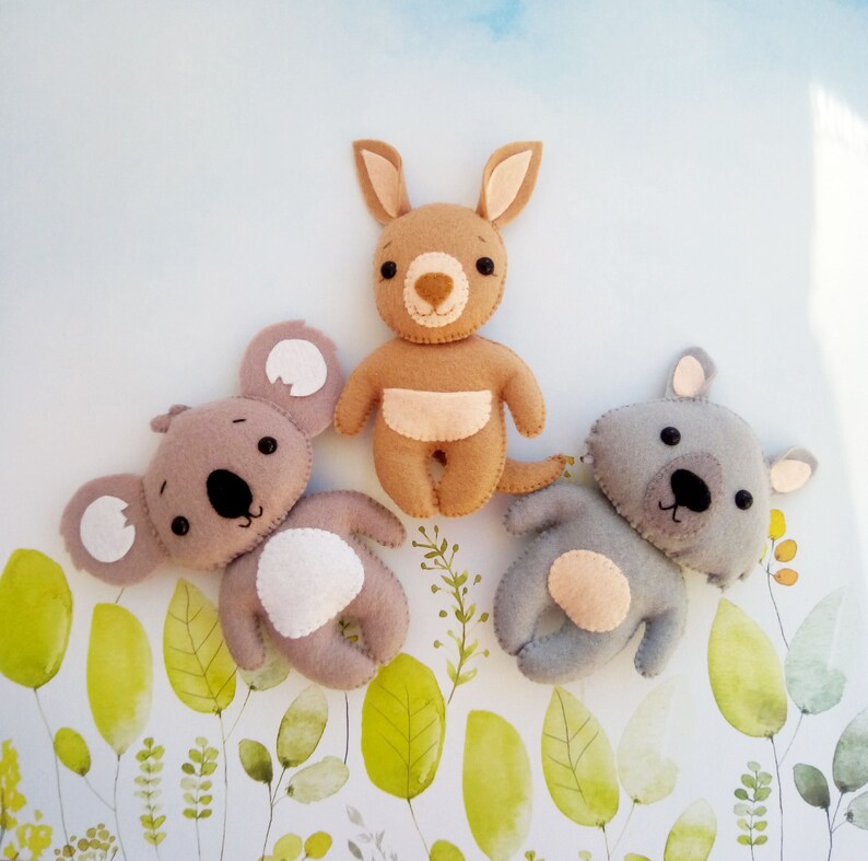 Felt Baby Kangaroo Toy PDF Pattern Australian Wild Animals Etsy