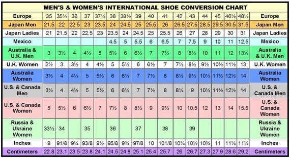 Japan European Shoe Size Men's Conversion International Shoe
