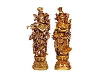 Radha Krishna Statue For Your Home Decoration - Handmade home decor showpiece - Murlidhar Krishna ji with Radha ji Statue 29 inch height