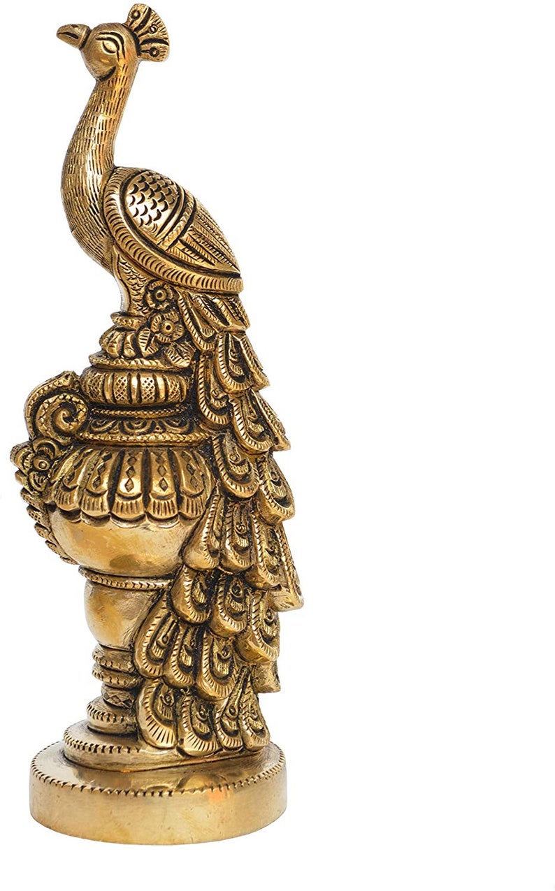 Pair of Handmade Small Sitting Brass Peacock Figurine Showpiece Table
