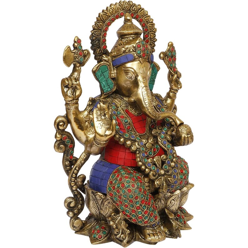 Brass Ganesh Bhagwan Idol Ganesha Statue Ganpati Murti for Home