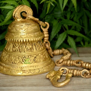 Metal Hanging 5 Solid Brass Bell Outdoor Indoor Sound Bell Unique Temple  Bell and Church Bell With 15 Inch Hanging Chain 
