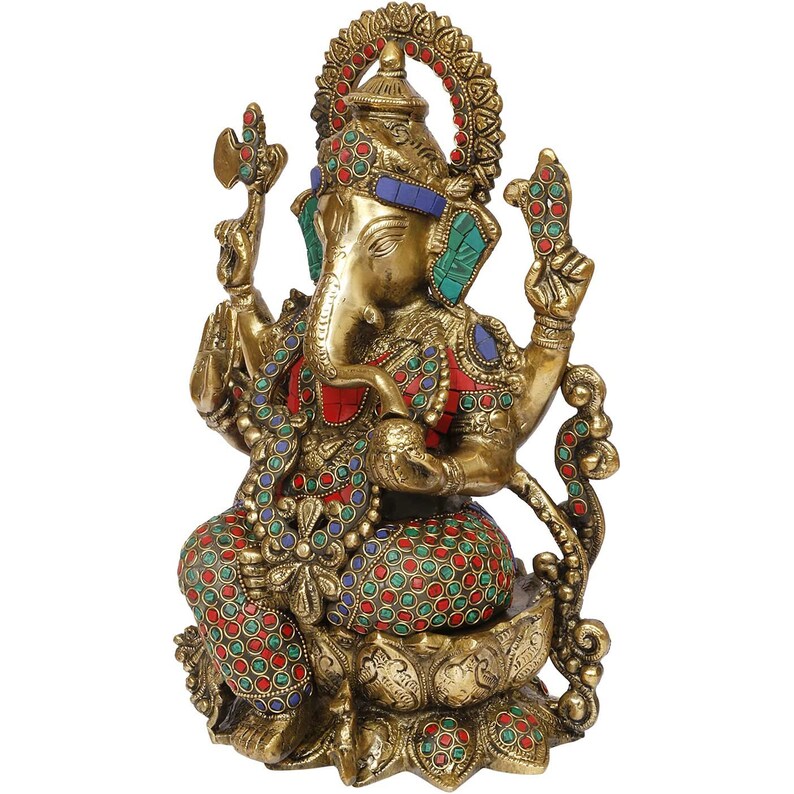 Brass Ganesh Bhagwan Idol Ganesha Statue Ganpati Murti for Home