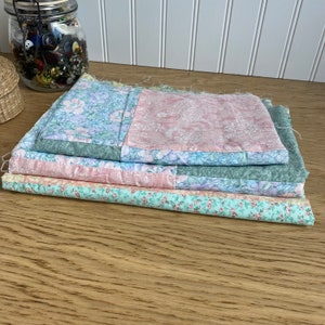 Vintage Pieced Quilt Blocks from the 1980's or 90's; Pretty Floral Quilt Scraps