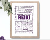 Reiki Wall Art, Reiki Word Art, Reiki Digital Print, Word Collage, Reiki Decor, Printable, Reiki Gifts for Healers, A4 Digital Download