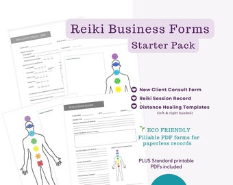Reiki Business Forms, Reiki Intake Form Fillable PDF, Distance Healing Template, Reiki Tools, Reiki Bundle, New Client Reiki Session Summary