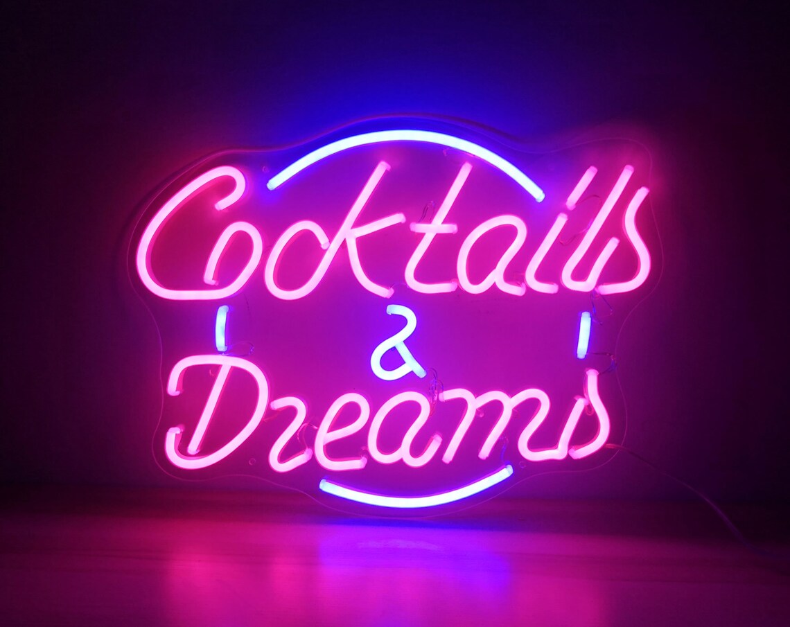 Cocktails & Dreams LED Neon Sign Lights for Drinking Bar - Etsy