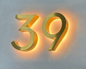 LED House Numbers, Solar Powered Address Sign, Light up House Number, LED Backlit Door Number, Illuminated Hotel Room Numbers Sign