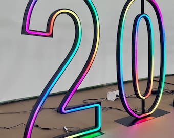 Party LED Festzelt Zahlen Buchstaben Riesen Neon Light up Schild Metall LED Buchstaben Jubiläum Eventdekorationen