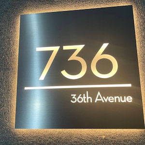 Placa de dirección LED personalizada, placa de número de casa, caja de número LED, letrero de casa iluminado personalizado, letrero de número de dirección, letrero de puerta
