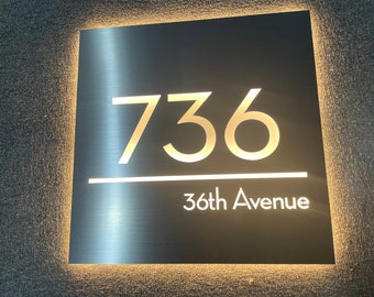 Custom LED Address Plaque, House Number Plate, LED Number Box, Personalized Illuminated House Sign, Address Number Sign, Door Sign