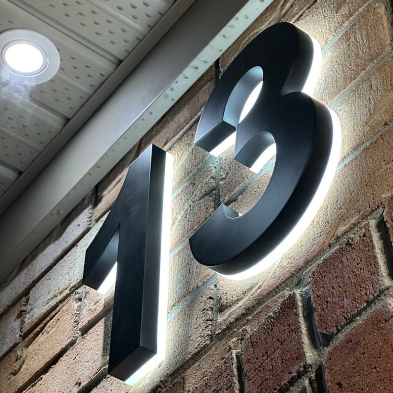 Led Backlight Number LED House Numbers, Solar Powered Address Sign, Light up House Number ...