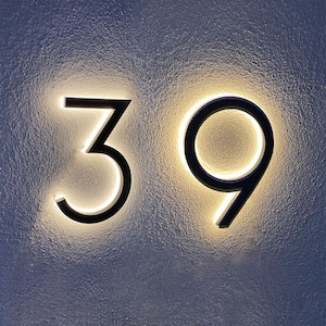 LED House Numbers, Illuminated Address Number Sign, Metal Backlit Door Number, Hotel Room Numbers Sign
