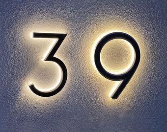 LED House Numbers, Illuminated Address Number Sign, Metal Backlit Door Number, Hotel Room Numbers Sign