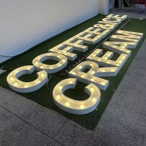 Business Outdoors Advertisment Sign Waterproof Bulbs Marquee Letters Restaurant Coffee Shop Name Sign