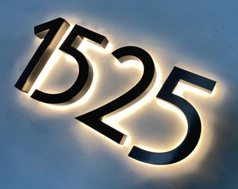 Solar Powered House Number, Light up Address Sign, LED Backlit Door Number, Illuminated Hotel Room Numbers Sign