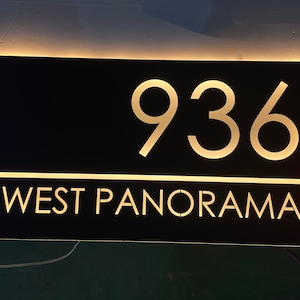 Targa moderna con numeri civici a LED, targa per indirizzo orizzontale, numero di indirizzo illuminato, targa per indirizzo verticale, numeri di cassetta postale personalizzati
