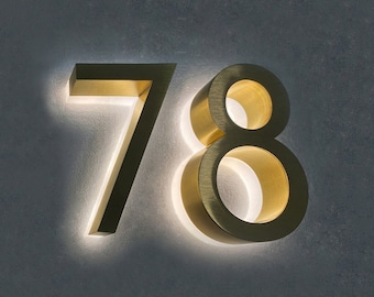 LED House Numbers, Illuminated Address Number Sign, Metal Backlit Door Number, Hotel Room Numbers Sign