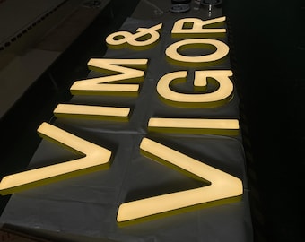 3D Metal Front Lit Channel Letter Signs, LED Letters for Wall Decor,  Neon Channel Letter Sign, Outdoor Advertising Lighted Signage