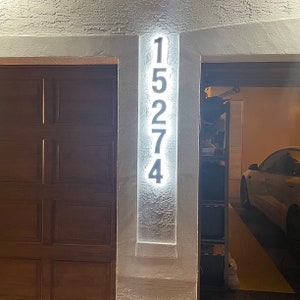 Modern LED Backlit House Numbers, Illuminated Address Number Sign, Metal Backlit Door Number, Hotel Room Numbers Sign