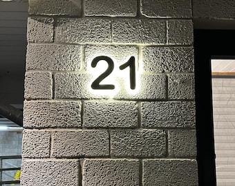 LED House Numbers, Illuminated Address Number Sign, Metal Backlit Door Number, Hotel Room Numbers Sign
