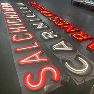 Letreros con letras de canal de metal 3D personalizados, letras LED para decoración de pared, letreros con letras de canal de neón, letras abiertas iluminadas para publicidad al aire libre