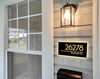 Custom LED House Number Plaque Sign, LED Door Number Light Box, Personalized Address Plaque, Illuminated House Sign, Address Number Sign