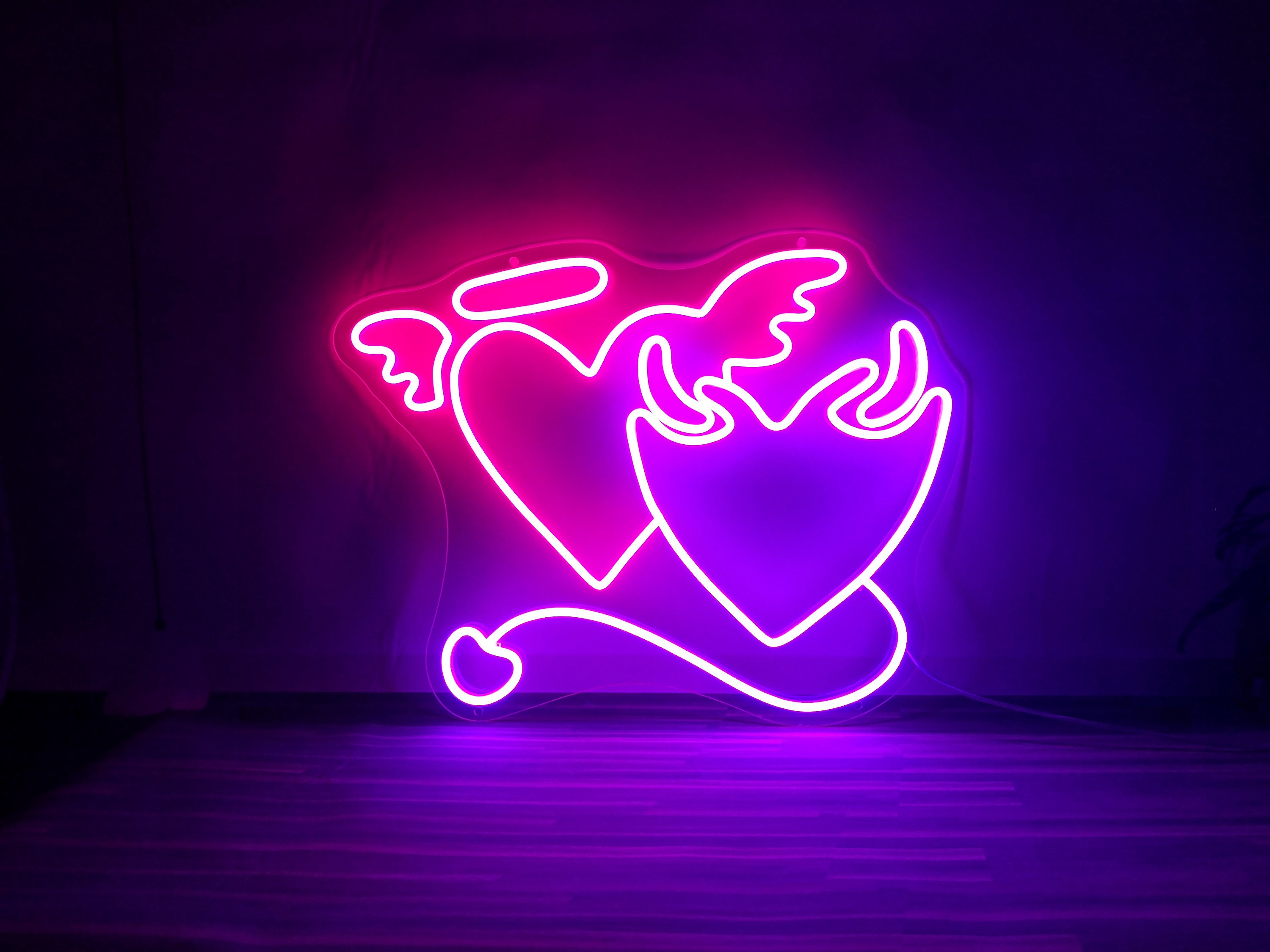 New Love Me Sweet Heart Lamp Artwork Handmade Acrylic Neon Sign 14" 
