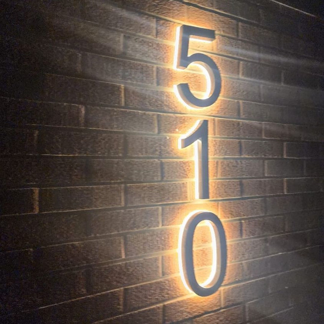 LED House Numbers, Illuminated Address Number Sign, Metal Backlit Door ...