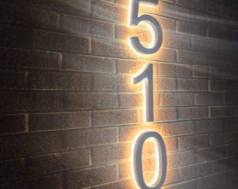 LED House Numbers, Illuminated Address Number Sign, Metal Backlit Door Number, Hotel Room Numbers Sign