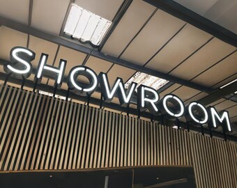 Business Sign Metal Open Face Channel Letters, Building Wall Outdoor Advertising LED Letters, 3D LED Neon Channel Letter Sign for Shop Decor