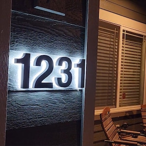 Outdoor LED Modern House Numbers, Illuminated Address Number Sign, Metal Backlit Door Number, Hotel Room Numbers Sign, Mail Box Number Sign