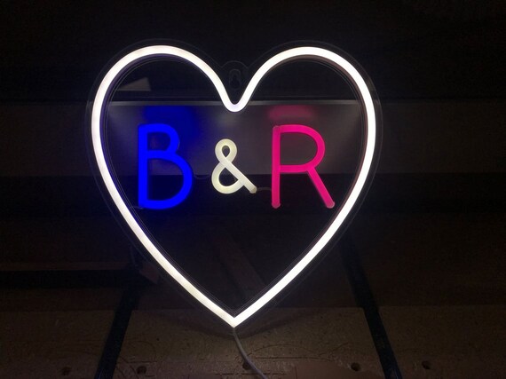 Heart Love Symbol Ab A B Name Neon Sign Wedding Flex Led Neon Etsy India