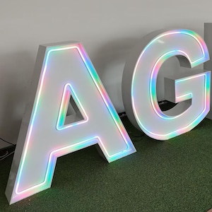 Letreiro de neon com letras gigantes e números grandes, letreiro iluminado, decoração de festa de aniversário e eventos
