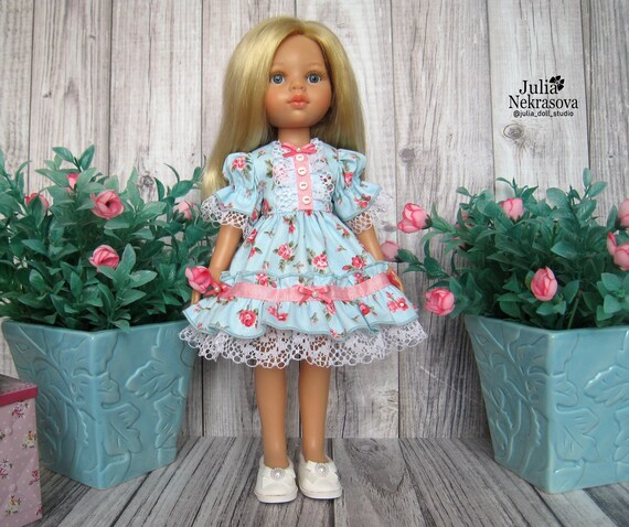Clothes for custom doll Cotton doll dress with lace Vintage dress /& longsleev for Paola Reina doll