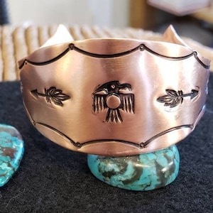 Handcrafted, Hand stamped Thunder Bird Cuff
