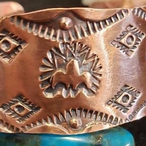 Hand-made Handstamped Men&#39;s Copper Cuff