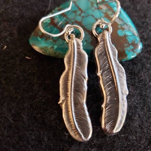 Marked “CC” Handmade Navajo Sterling Silver Feather Earrings
