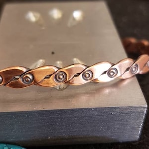 Handmade Hand-stamped Copper Twisted Wire Cuff